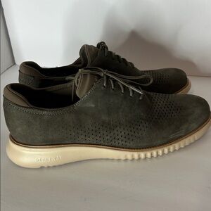 Cole Haan Dark Taupe Gray suede Laser Wingtip ZEROGRAND Men’s Shoes